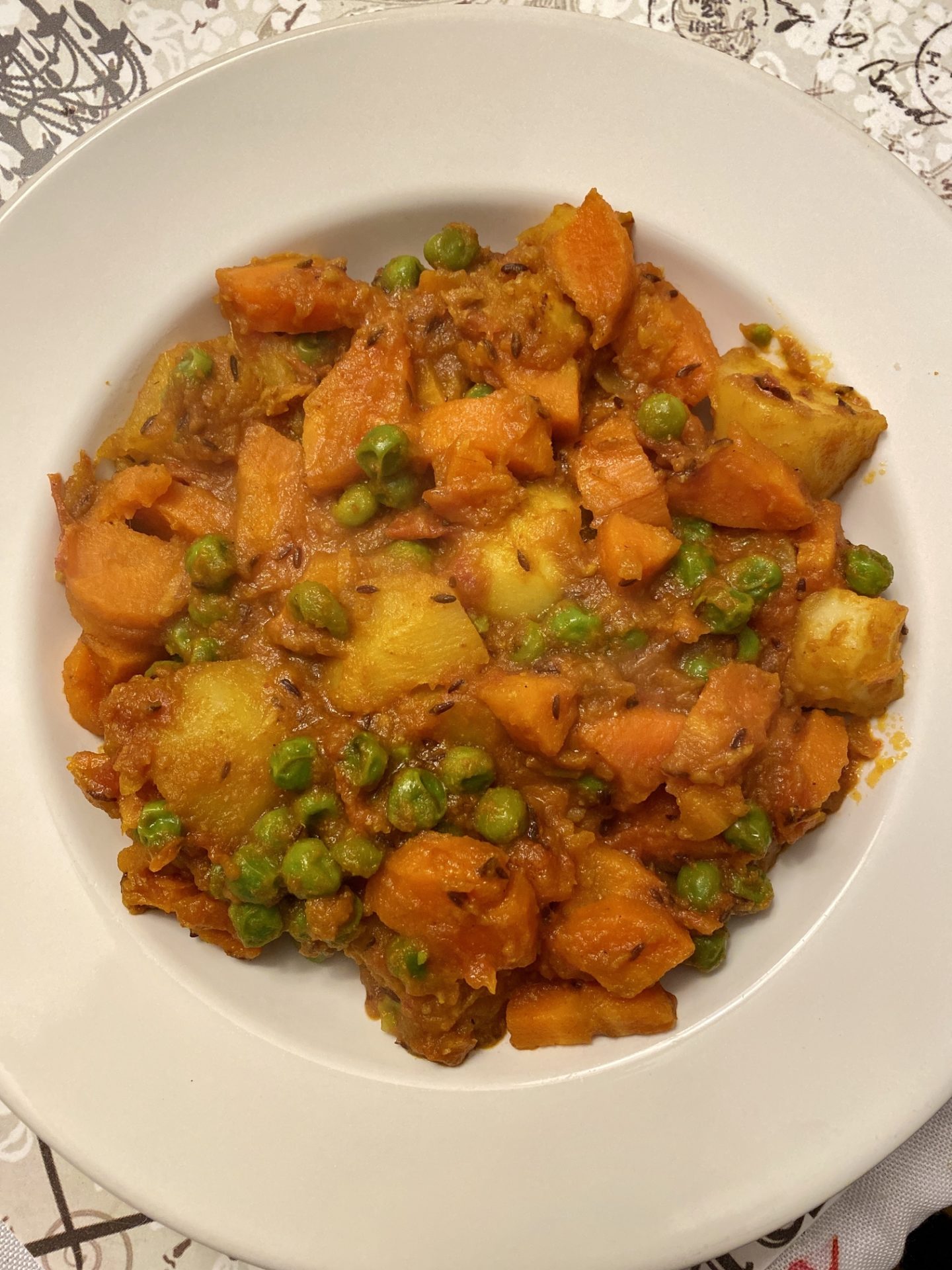 Aloo Gajar Matar Sabzi (Potatoes-Carrots-Peas)
