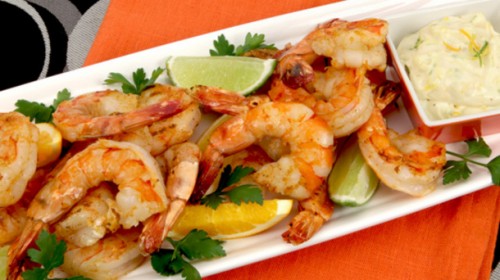 grilled prawns with orange sauce